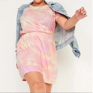 NEW Old Navy Dress Cotton Candy Tie Dye Short Sleeve Dress 3X
